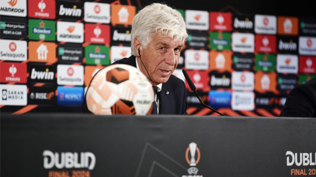 Gian Piero Gasperini Atalanta BC Training Session and Press Conference UEFA Europa League 05212024 (Charles McQuillan - UEFA/UEFA via Getty Images)