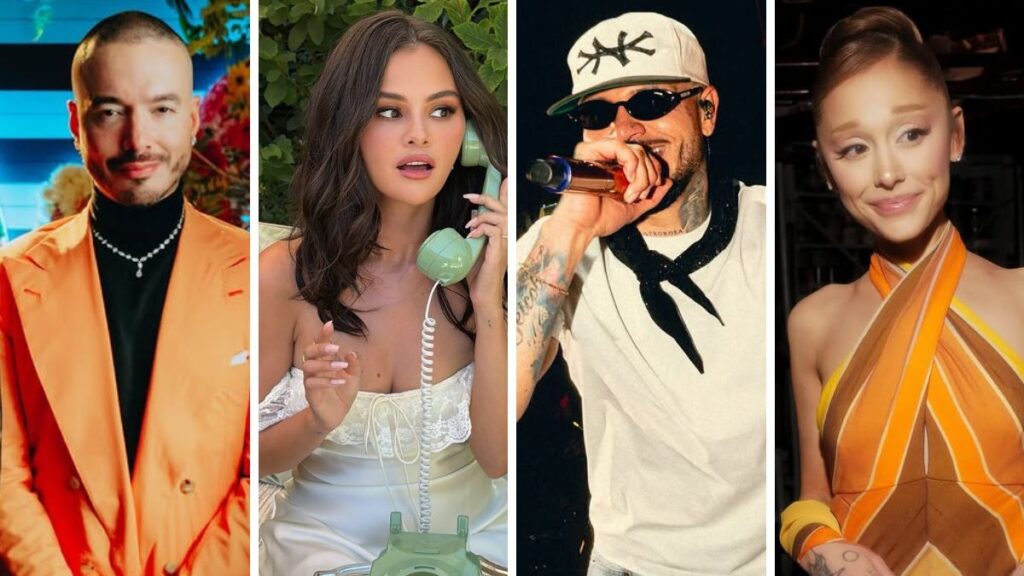 J Balvin, Selena Gomez, Becky G, Kapo y Ariana Grande en sus nuevos videoclips.